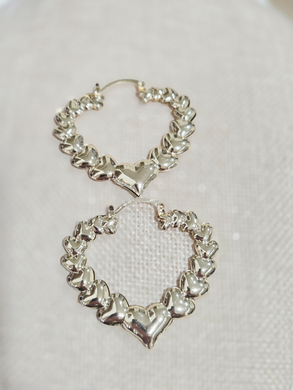 Gold Heart Link Hoop Earrings - Women Jewelry